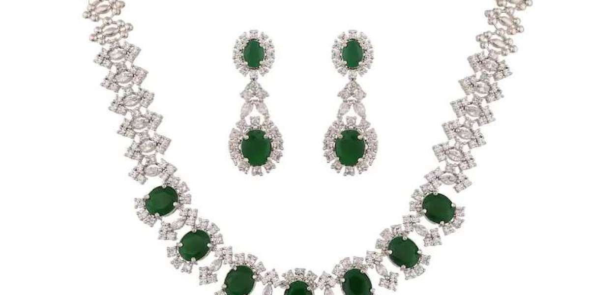 Emerald Necklace Zircon American Diamond Necklace