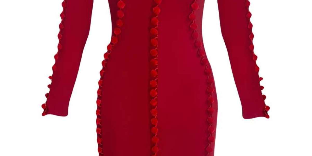 Embrace Elegance with a Red Pom Pom Dress
