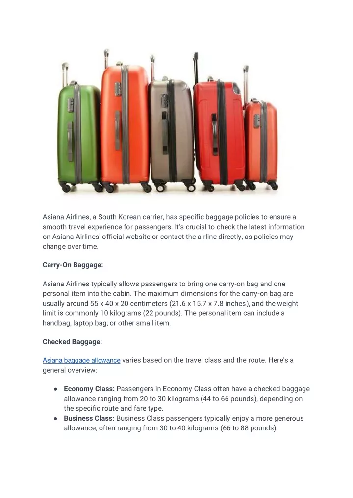 PPT - Luggage Regulation Of Asiana airlines PowerPoint Presentation, free download - ID:12769362
