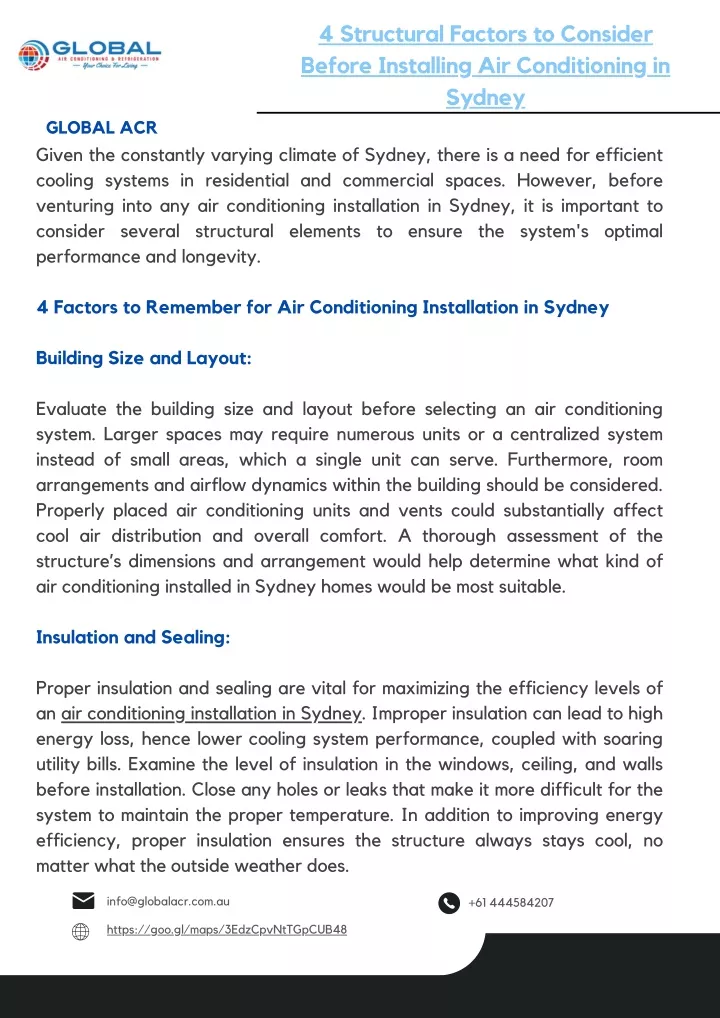 PPT - 4 Structural Factors to Consider Before Installing Air Conditioning in Sydney PowerPoint Presentation - ID:13120087