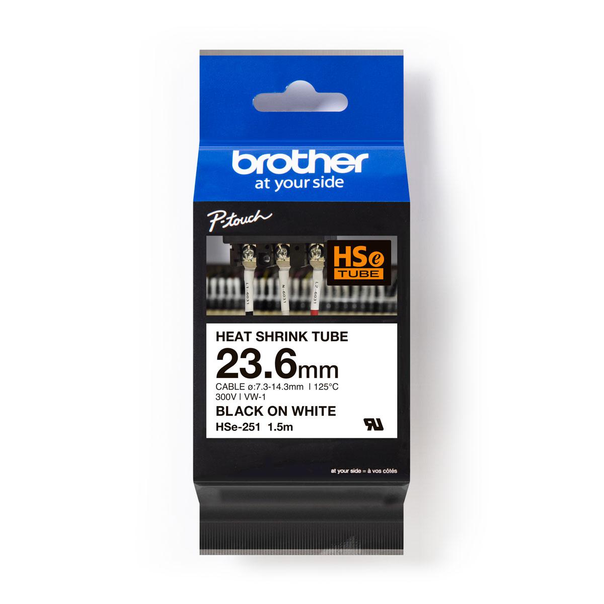 BROTHER HSE251, Heat Shrink Cable Marker White 7.3 → 14.3mm Dia. Range | HSE251 | ET13975423 | Enrgtech LTD